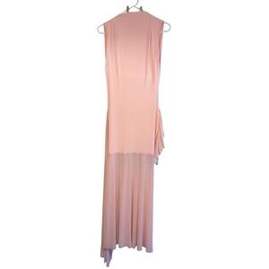 Ethereal Soft Pink Sleeveless Maxi Dress half sheer flowing fabric details